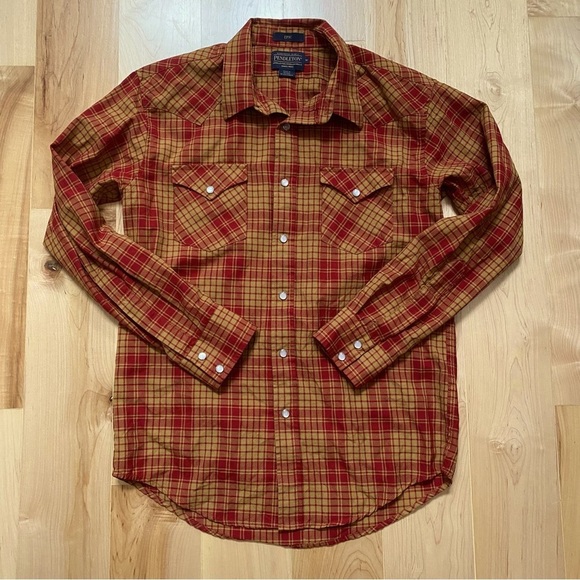 Pendleton Men’s 100% Wool Pearl Snap Long Sleeve Plaid Button Up - Picture 1 of 9